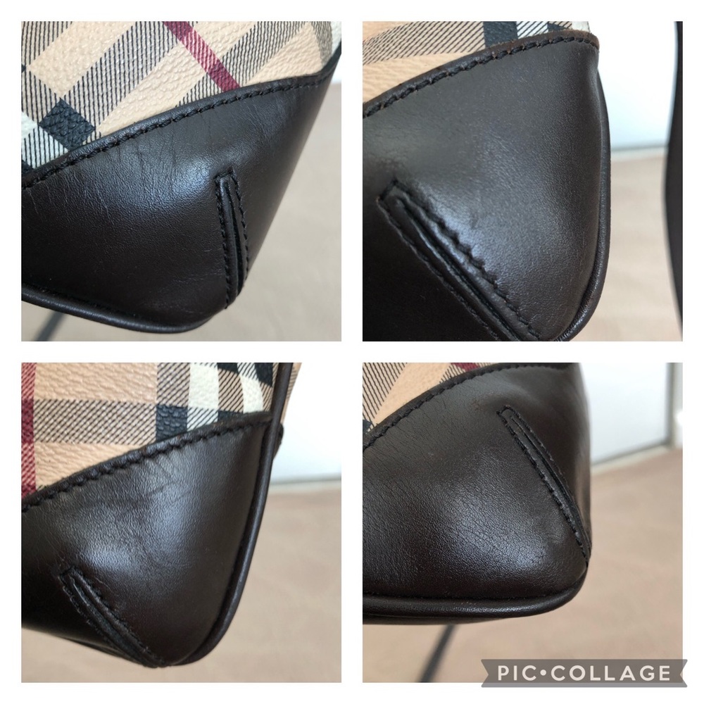 Auth Burberry Check and brown leather crossbody bag - Picture 15 of 17